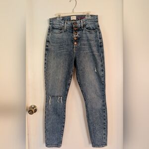 Alice + Olivia You Look Good👖High Waist Exposed Button Fly Distressed Jeans 28